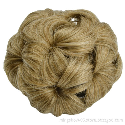 Synthetic hair chignon hair net bun maker